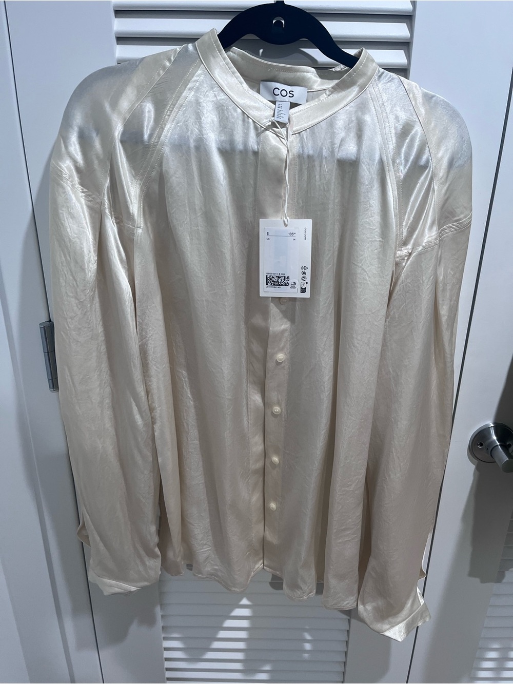 COS Satin Ivory Button-Down Shirt